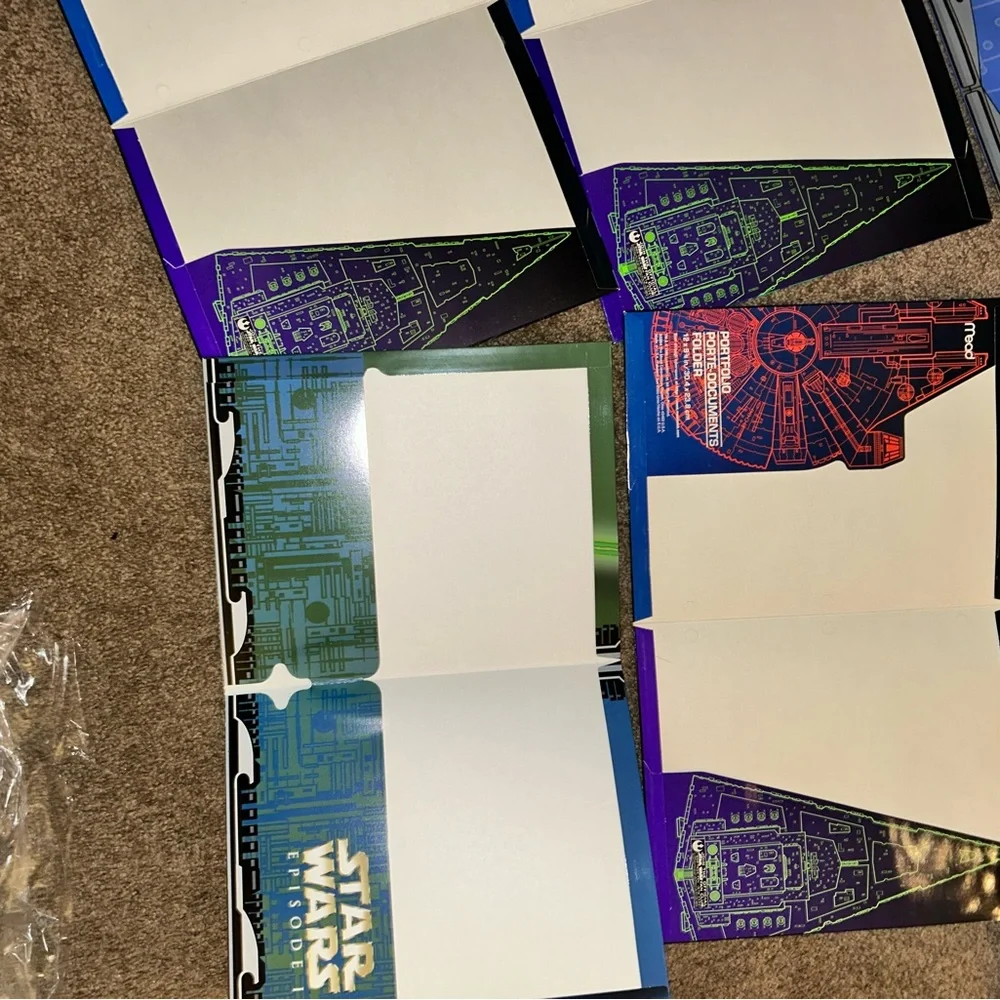 Star Wars Vintage 1996 Mead Unpunched Folders  Pictures -Lot Of 7